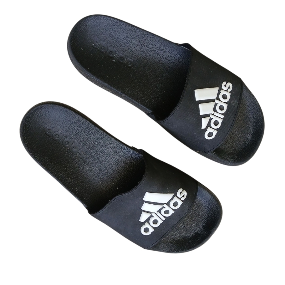 Adidas Black and White Slide Sandals
